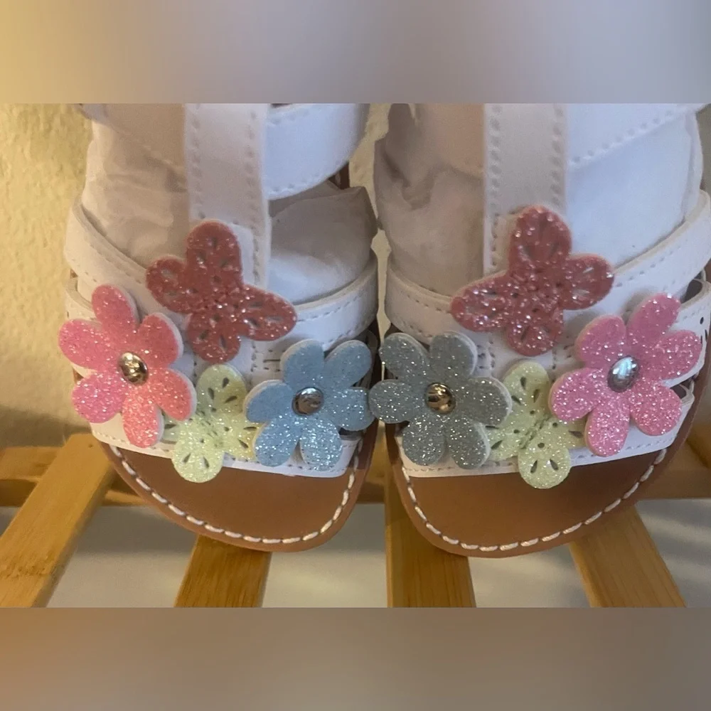 NEW…Rachel Shoes Glitter Floral Sandals